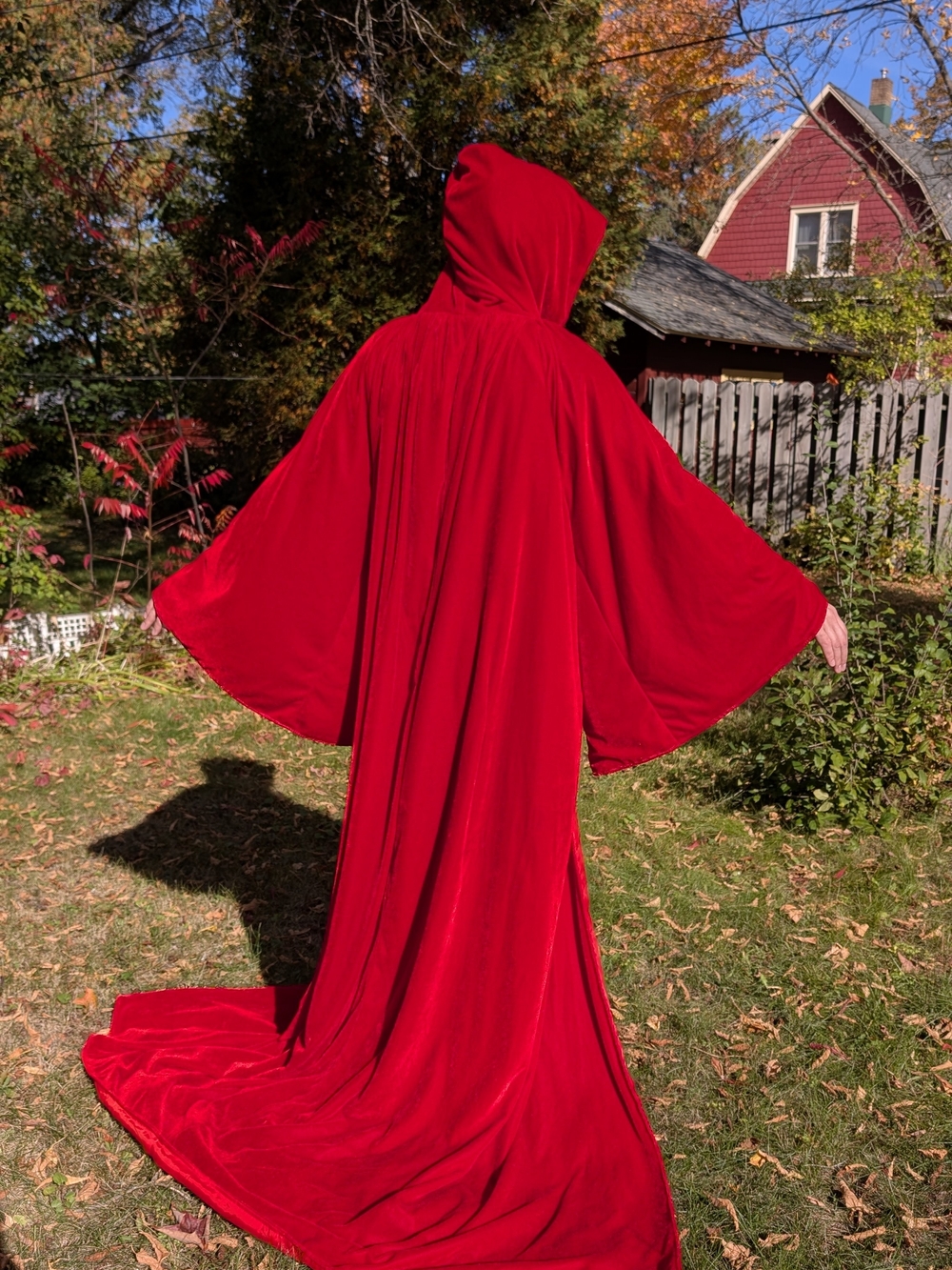 Handmade Velvet Hooded LinedCloak Reaper Devil Vampire Wizard Halloween Costume
